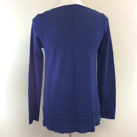 Eileen Fisher Blue Scoop Neck Marino Wool Alpaca Blend Top - Picture 5 of 7